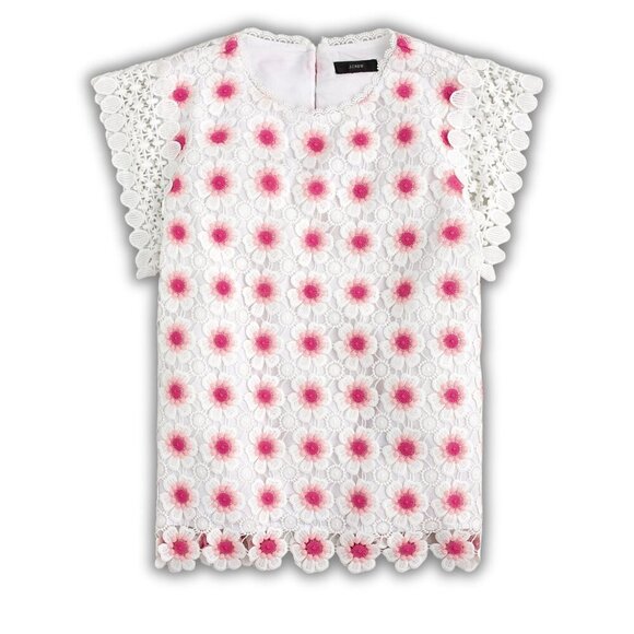 J.CREW Floral Embroidered Crochet Top NEW XS - Picture 2 of 7